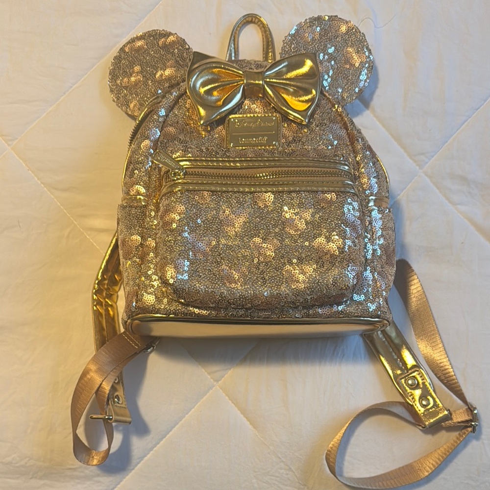 Loungefly Gold Backpack with Mickey Mouse Ears